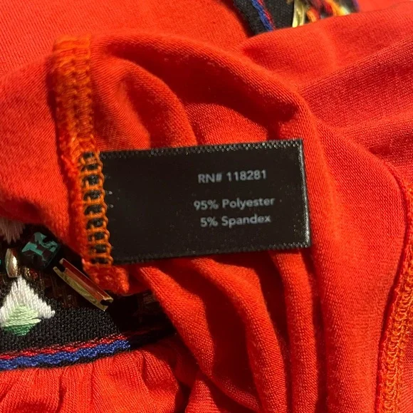 Boston Proper Red Cold Shoulder Embroidered Blouse Women’s Size Medium - Picture 6 of 6